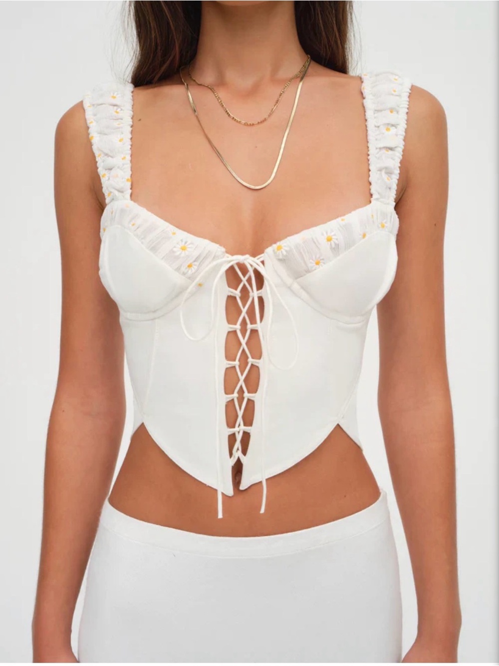 For Love & Lemons Tilly Denim Corset Top